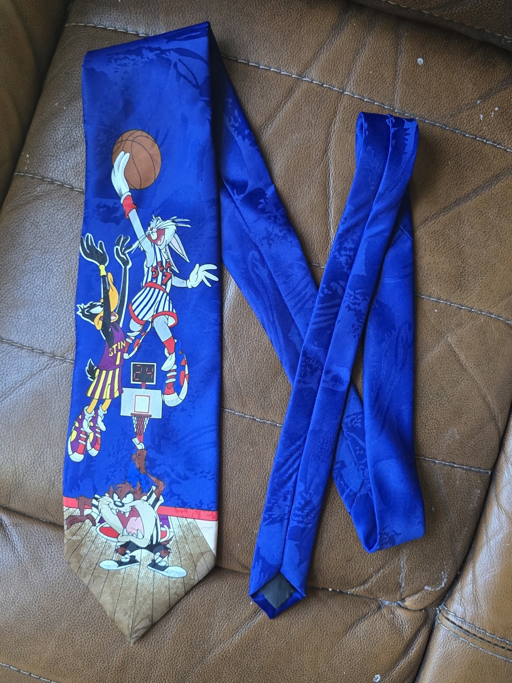 Vintage Space Jam  Royal Blue Looney Tunes Patterned Tie